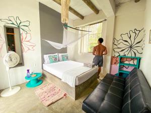 Ένα ή περισσότερα κρεβάτια σε δωμάτιο στο Freesoul Hostel