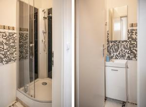 a bathroom with a shower and a sink at Stunning Apartment - Ideal for 3 people in Vienna