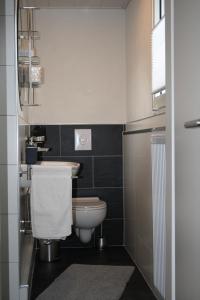 a bathroom with a toilet and a sink at Ferienwohnung zur Trübenbach in Kirn