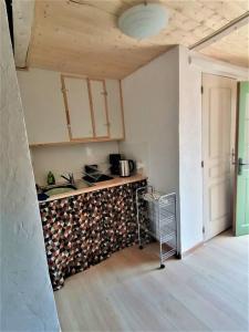una cucina con bancone e legna da ardere di T2 indépendant dans villa. a Le Pradet