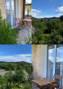 a collage of photos of a house with a table and a window at Aloft House in Kutaisi
