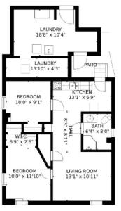 a black and white floor plan of a house at Vancouver 2BR Garden Suite in Vancouver