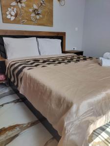 a large bed sitting in a room with at Sofia's House in Néa Tríglia