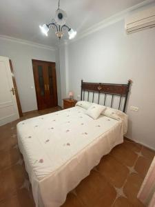 een slaapkamer met een groot bed in een kamer bij Casa Tagoror in Punta Umbría