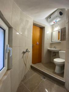 a bathroom with a toilet and a sink at NAKOU FREIDERIKI ANTHOUSA PARGAs in Parga