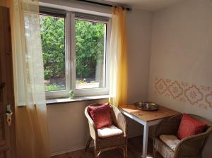 Posezení v ubytování Storchennest mit eigenem Hof, Spielwiese und Terrasse