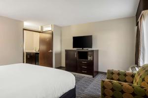 pokój hotelowy z łóżkiem i telewizorem z płaskim ekranem w obiekcie Best Western Plus Jonesboro Inn & Suites w mieście Jonesboro