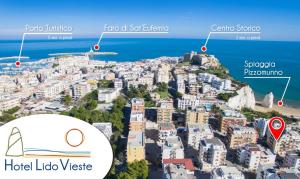 a view of the city of positano and the ocean at Hotel Lido Vieste in Vieste