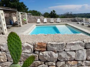 una piscina con sedie e un cactus di Dimora Blu a Cisternino