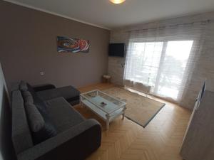 a living room with a couch and a coffee table at Apartman Šimun in Rijeka