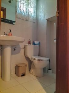 a bathroom with a toilet and a sink at Villa Manolo in Guadarrama