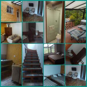 a collage of photos with a staircase and a room at Finca La Tobita Eco Hotel in Toca