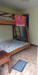 a room with two bunk beds and a rug at Hondelz Budget Homestay in Busuanga