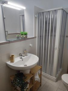 a bathroom with a sink and a shower at Amici di Laura in Messina