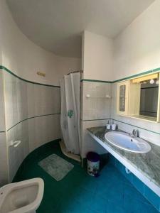 ein Bad mit einem Waschbecken und einem WC in der Unterkunft Villa Serena in Vibonati