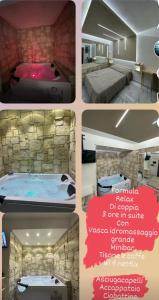 a collage of four pictures of a room with a tub at B&B La casa di Anna in Teano