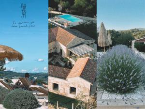 un collage di tre foto di una casa e di una pianta di Casa Rural El Abuelo de Arcos - Only Adults a Meis