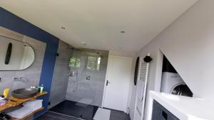a bathroom with a sink and a shower at Woning in Born in Born +9 photos