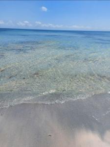 una vista del océano con arena y agua en DarAttiaEzzahra, en Kelibia