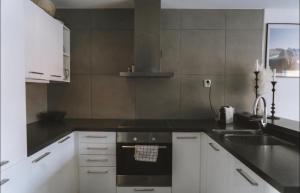 Kuchyň nebo kuchyňský kout v ubytování Ballstad seaview rorbu