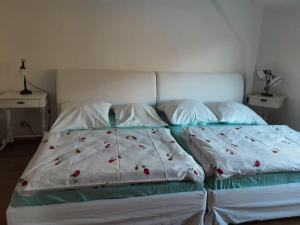 Postel nebo postele na pokoji v ubytování Ferienwohnung Elbblick