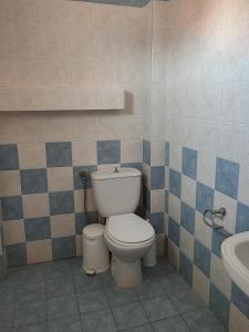 ein Badezimmer mit Toilette und Waschbecken in der Unterkunft Studios Giota in Sarti + 28 Fotos