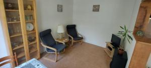 sala de estar con 2 sillas y TV en Bruet Gites en Yviers