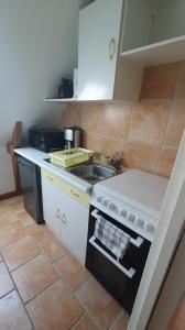 a kitchen with a sink and a stove top oven at Tout le confort au milieu d'un parc botanique in Noyal-Muzillac
