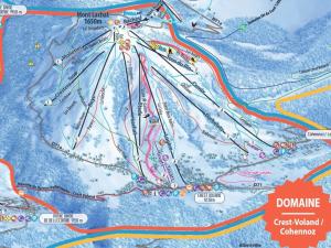 une carte du parcours d'une piste de ski dans l'établissement Crest-Voland: Appart 3 pièces avec terrasse, 4 pers, parking - FR-1-733-83, à Crest-Voland 1 autre photo