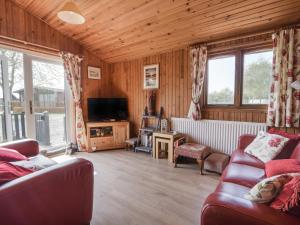 a living room with a couch and a tv at Oakwood 1 Pinewood Retreat in Lyme Regis