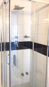 a shower with a glass door in a bathroom at IL GIARDINO SELVATICO DI SUCCELLARIO - APARTMENTS in Ischia