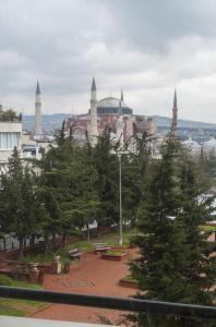 a view of a city with trees and mosques at Hali Hotel in Istanbul