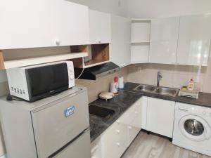 Kuchyň nebo kuchyňský kout v ubytování Apartments Helena