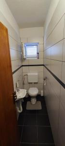 a small bathroom with a toilet and a sink at Apartment Biondic in Senj +8 photos