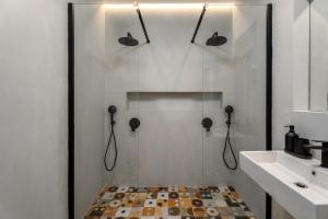 a bathroom with a shower and a sink at Murvica resport in Murvica +37 photos