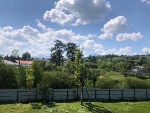 a view of the garden from the house at У Ані in Lazeshchyna