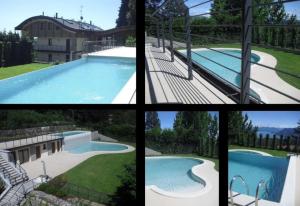 a collage of four pictures of a swimming pool at Lakeview Apartment Lago Maggiore in Gignese