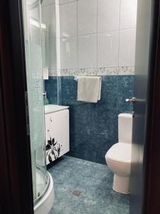 a bathroom with a toilet and a sink at Apartament EDY in Eforie Nord