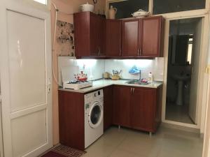 a kitchen with a washing machine and a washer at Lada Guest House in Tbilisi City