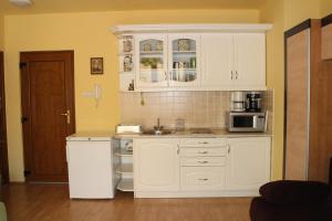 Kuchyň nebo kuchyňský kout v ubytování Mandarin Wellness Apartman