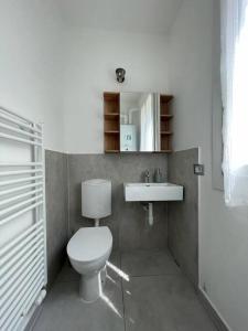 een badkamer met een toilet en een wastafel bij Il Giardino nascosto in Omegna