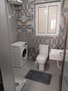 a bathroom with a toilet sink and a washing machine at St Gaetan Accomodation 6B in Hamrun