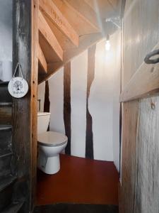 Cette petite chambre comprend une salle de bains pourvue de toilettes. dans l'établissement Maison de charme, grand SPA JACUZZI, WIFI Fibre & Netflix, 