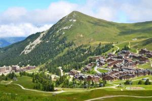 a small town on a hill with a mountain at Appartement BELLE PLAGNE et PARKING in Belle Plagne