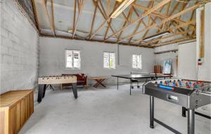 a room with two ping pong tables and a couch at Gorgeous Home In Bogense With Wifi in Bogense