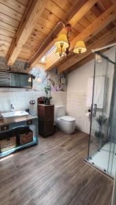 a bathroom with a sink and a toilet at Casa Rural El Rotejar in El Royo