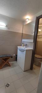 a bathroom with a sink and a toilet at Gîte familial de la Bastide du puech in Cransac