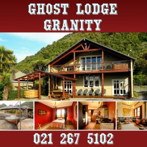 a collage of a house with the words ghost lodge family at The Ghost Lodge in Granity
