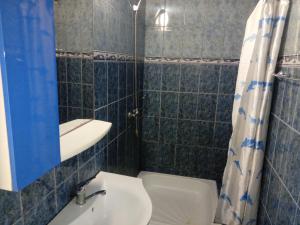 W łazience znajduje się umywalka, toaleta i prysznic. w obiekcie Casa de vacanta w mieście Eforie Nord