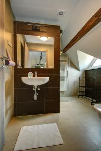 a bathroom with a sink and a mirror at Vila Vyšehrad in Český Krumlov